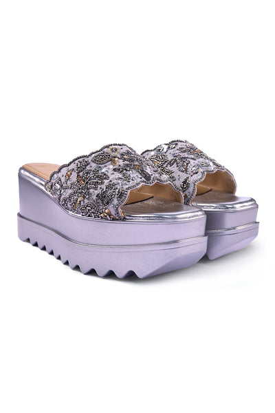 Bejewelled Barfi Wedge Sandals