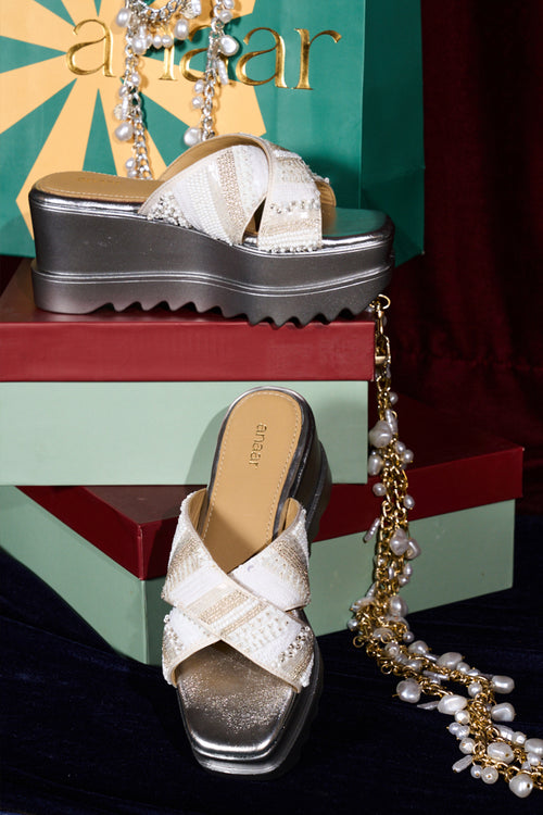Silver Lining Wedge Sandals
