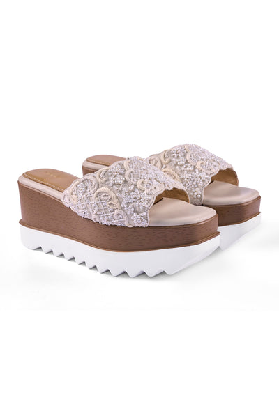 Custard Cloud Wedge Sandals