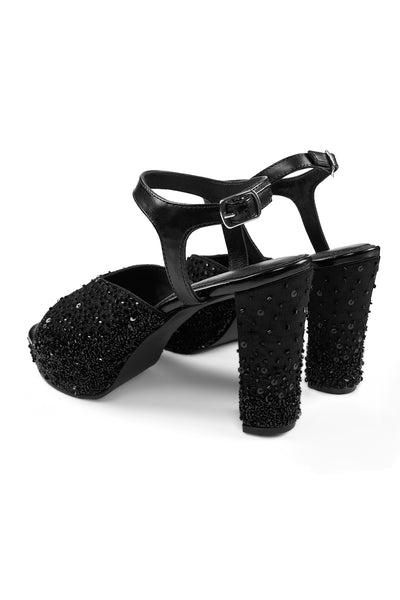 Black Tie Platform Sandals