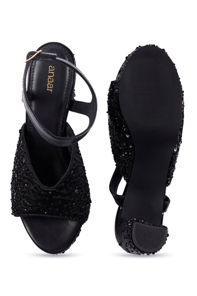 Black Tie Platform Sandals
