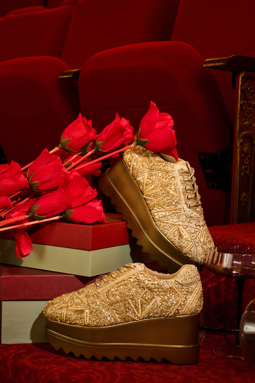 Sneak-O-Gold Wedge Sneakers