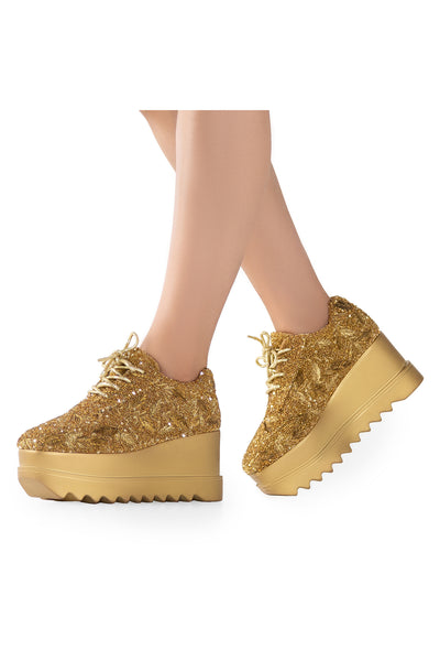 Stay Golden Wedge Sneakers Look in your feet - Anaar