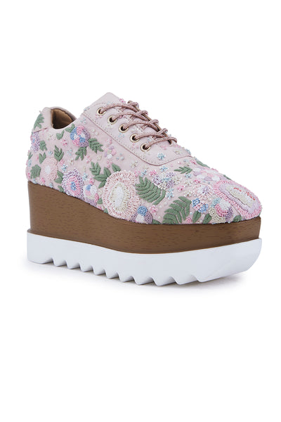 Blush Peony Wedge Sneakers