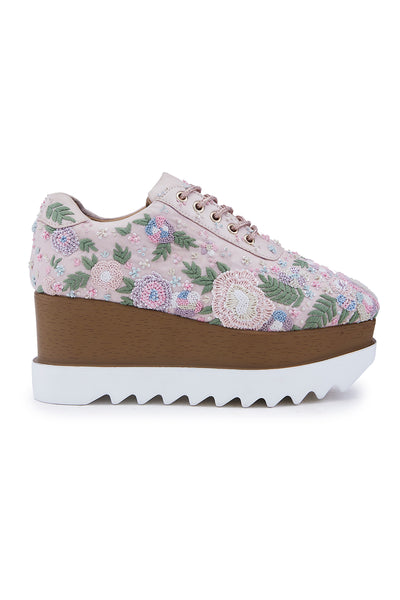 Blush Peony Wedge Sneakers