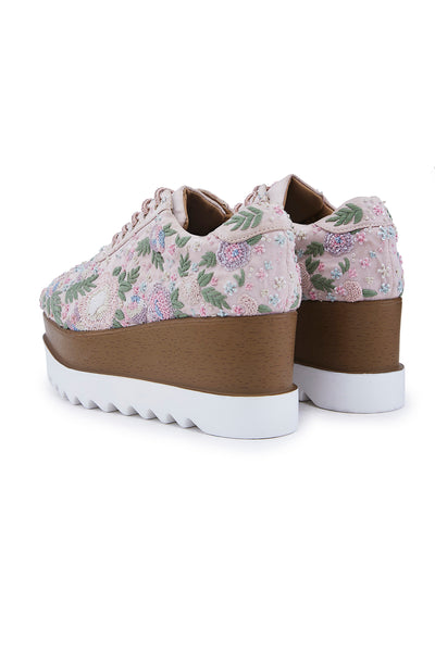 Blush Peony Wedge Sneakers