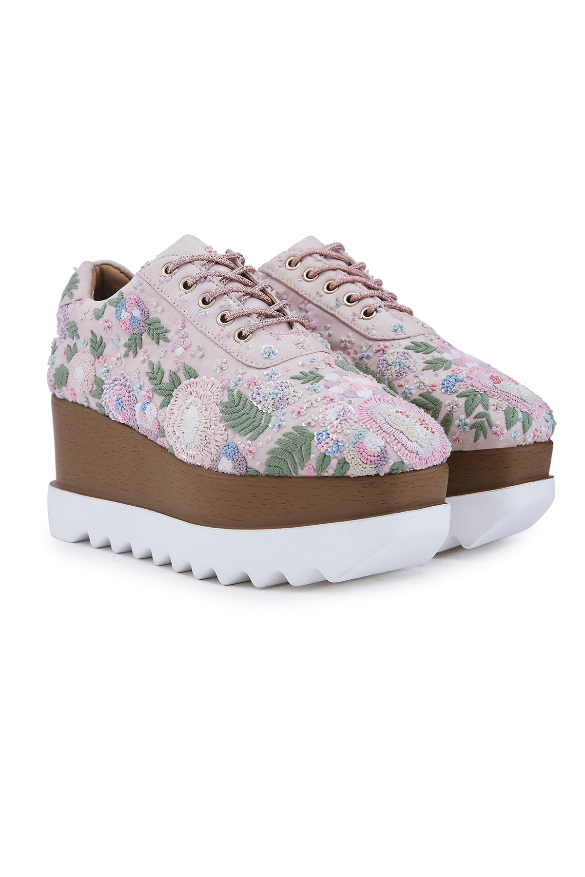 Blush Peony Wedge Sneakers