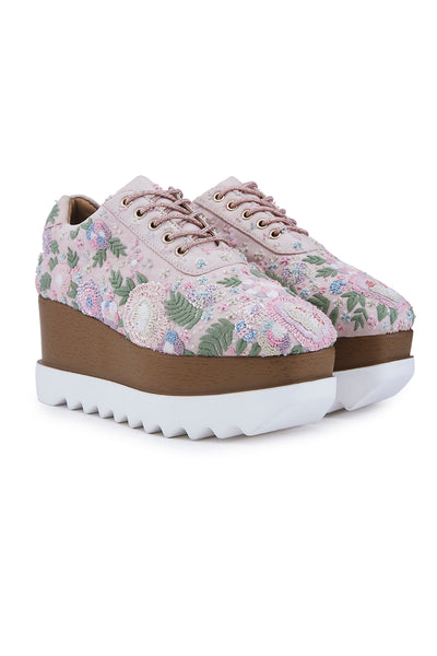Blush Peony Wedge Sneakers