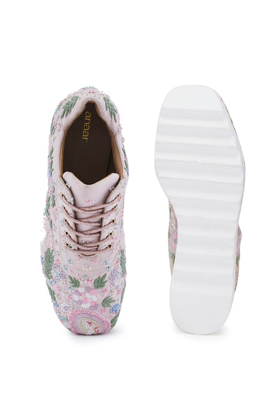 Blush Peony Wedge Sneakers