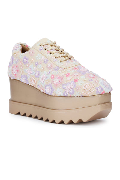 Floral Polka Wedge Sneakers