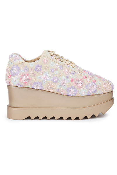 Floral Polka Wedge Sneakers