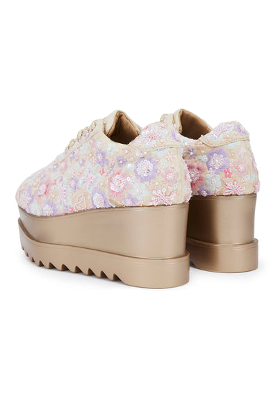 Floral Polka Wedge Sneakers