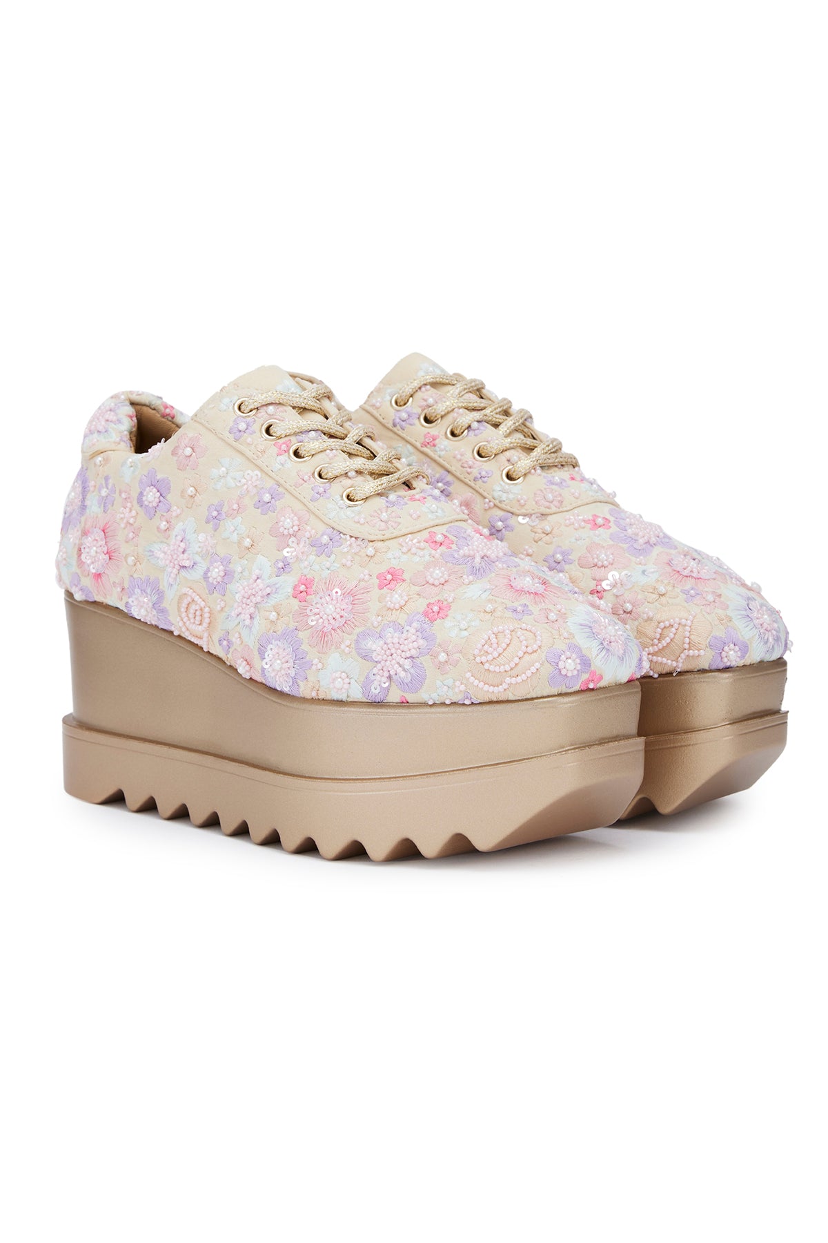 Floral Polka Wedge Sneakers