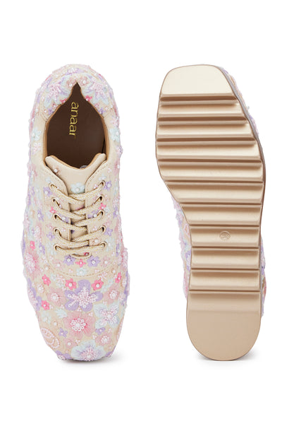 Floral Polka Wedge Sneakers