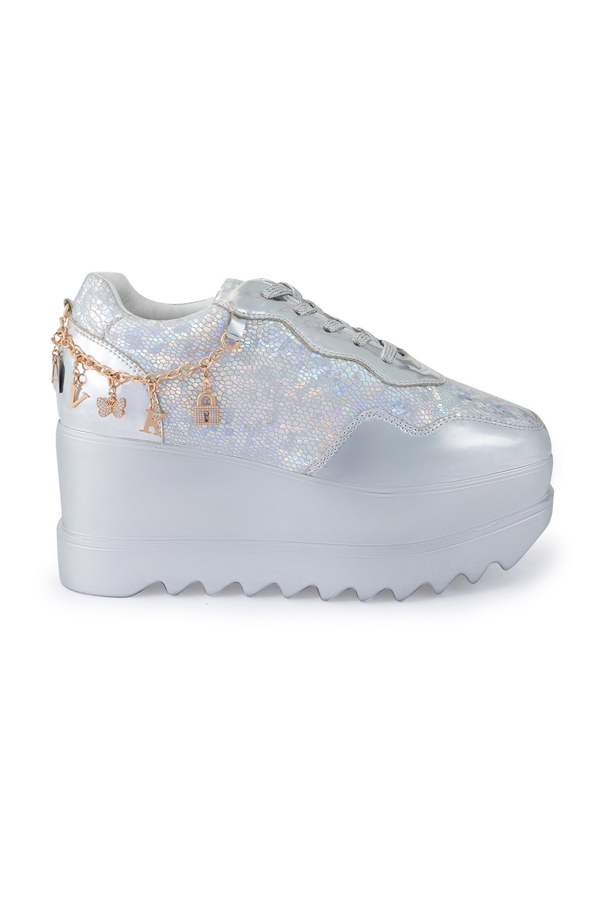 Disco 22 Signature Wedge Sneakers with Gold Chain Ornaments - Anaar