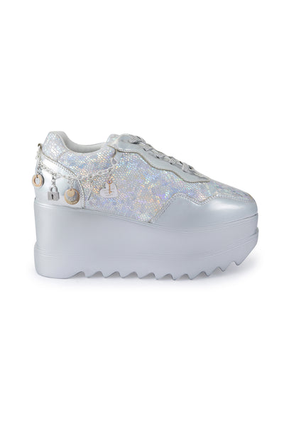 Disco 22 Signature Wedge Sneakers with Silver Chain Ornaments - Anaar