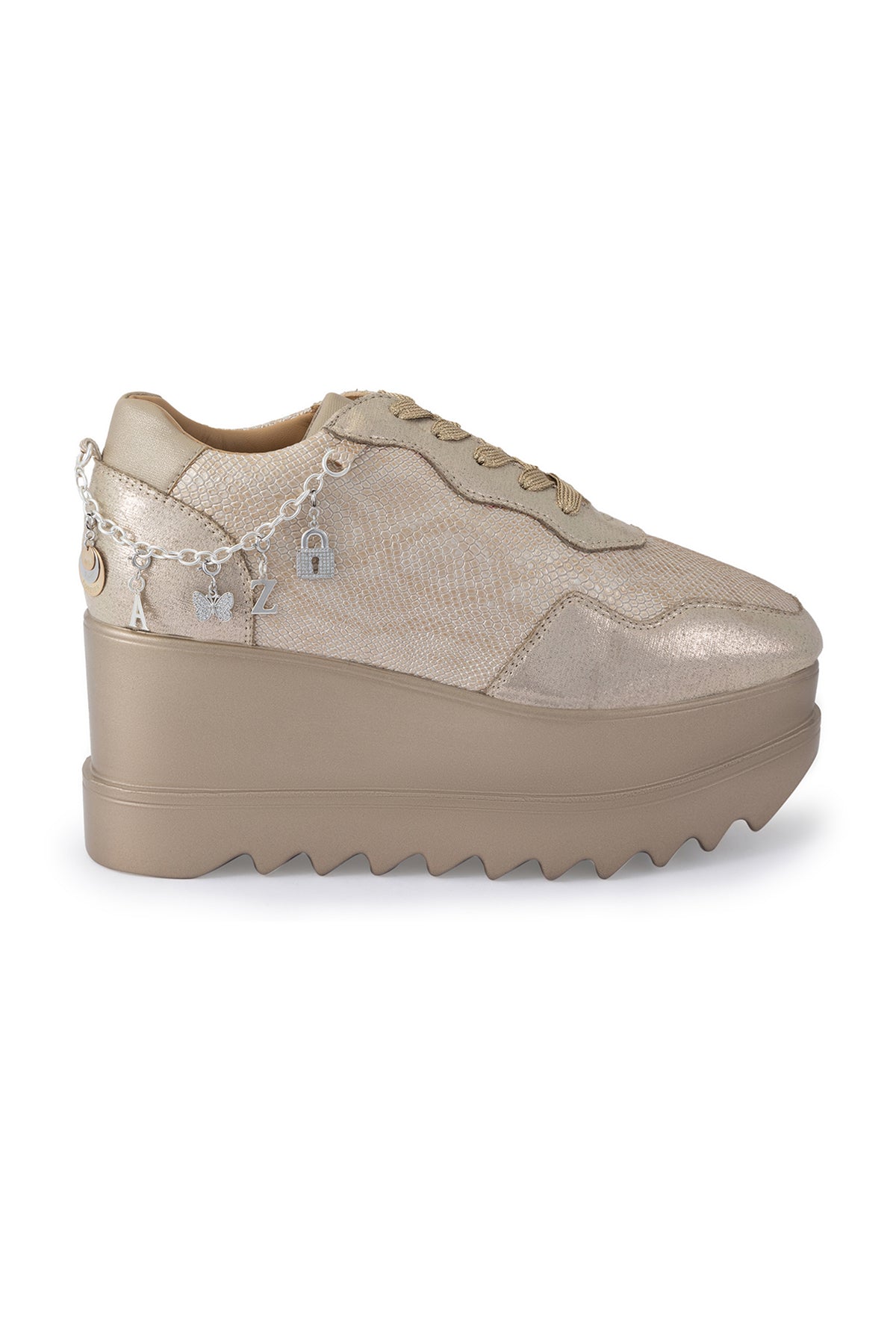 Groove Signature Wedge Sneakers with Silver Chain Ornaments - Anaar